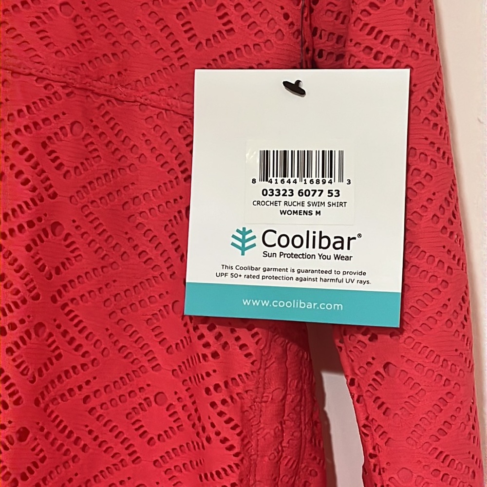 Coolibar Womens Crochet Ruche Swim Shirt UPF 50+ Size Medium - Picture 3 of 8